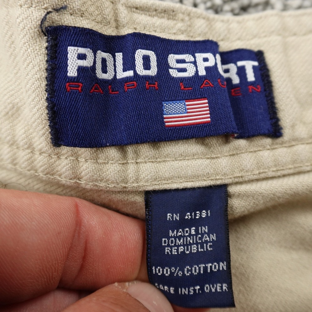 VTG Ralph Lauren Shorts Mens 38 Brown Beige Chino Polo Sport Pleated Dad 90s Y2K - Picture 6 of 11